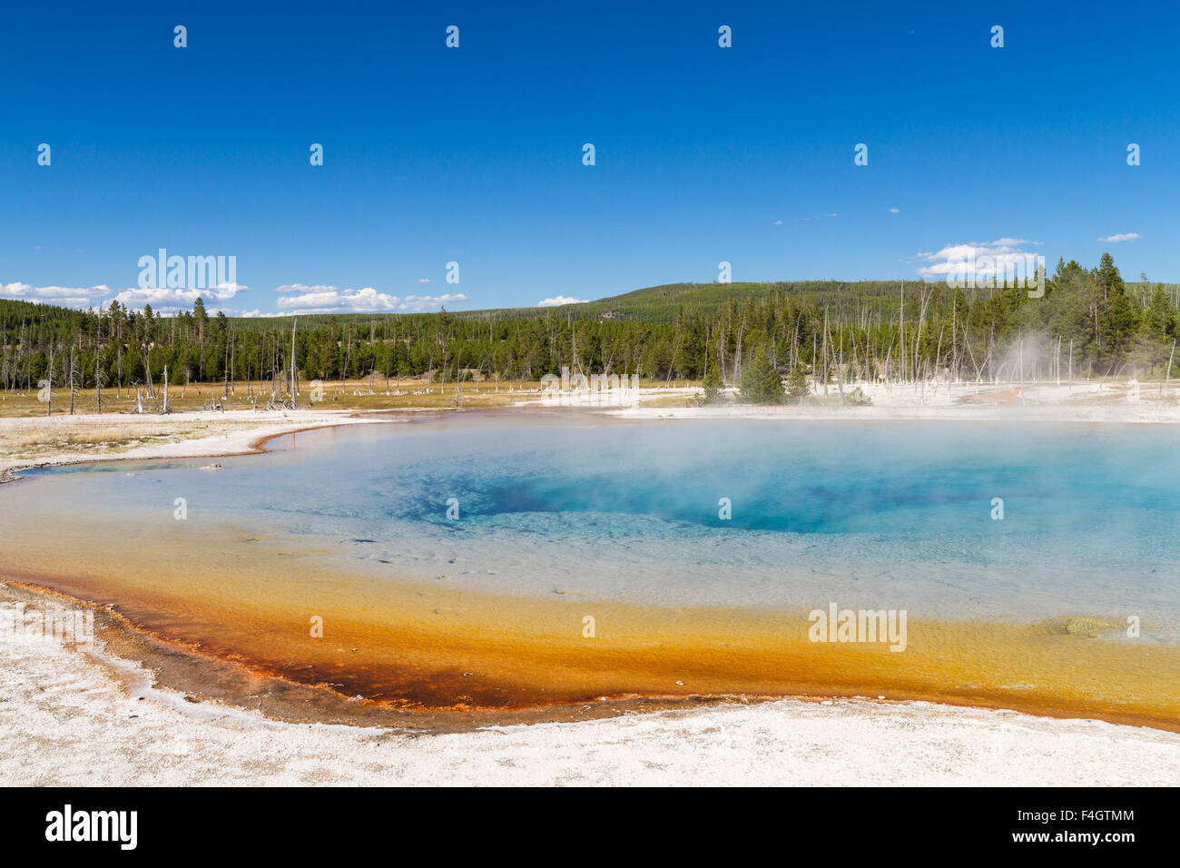 Coucher du soleil au lac du bassin de sable noir, Parc National de Yellowstone, Wyoming, USA Banque D'Images