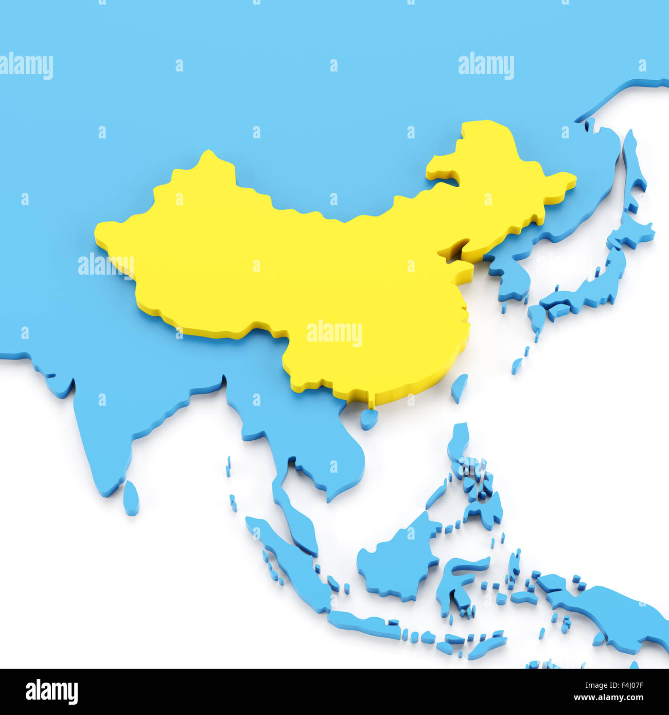 La carte avec la Chine en jaune Banque D'Images