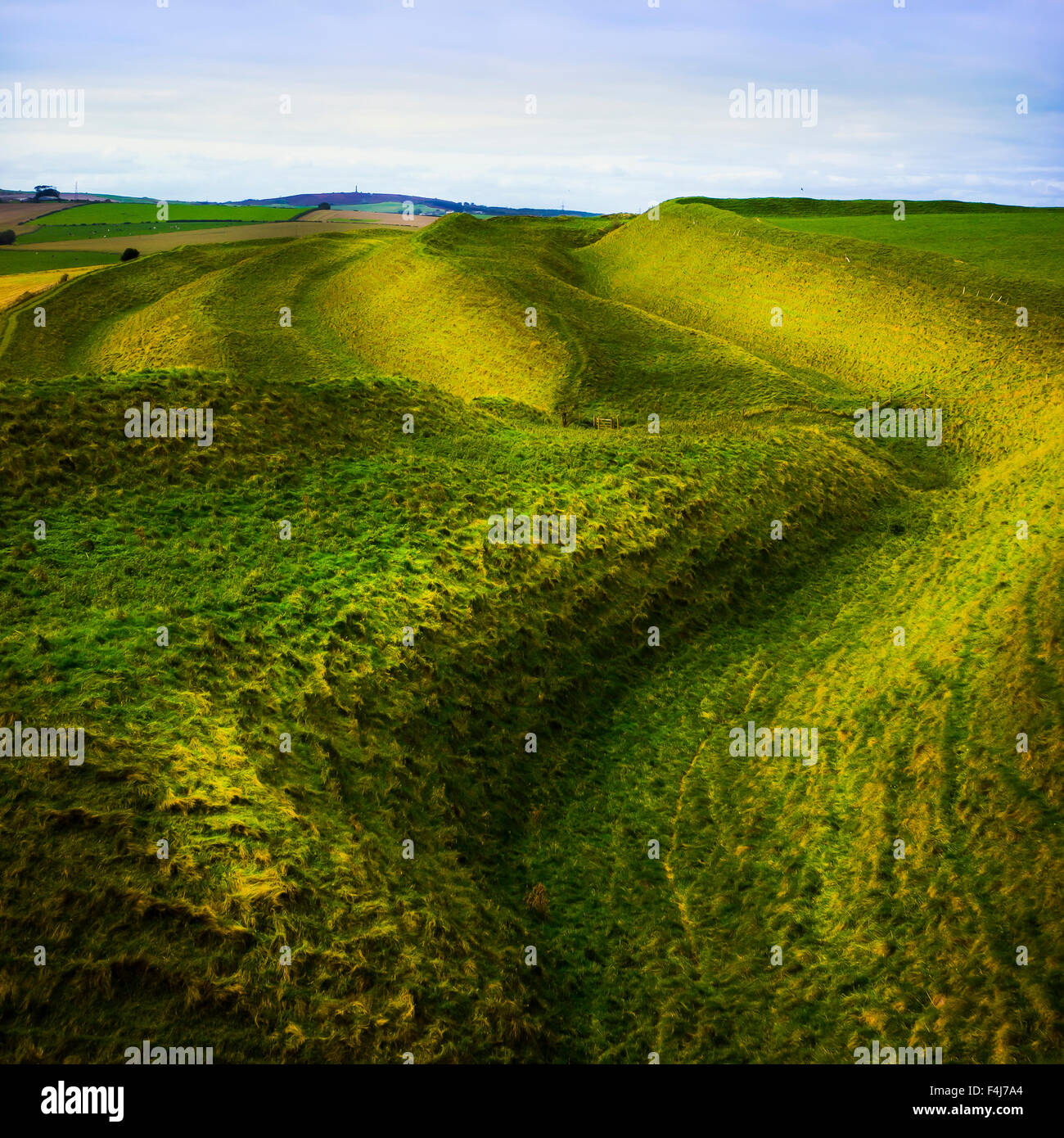 Maiden Castle, Dorset Banque D'Images