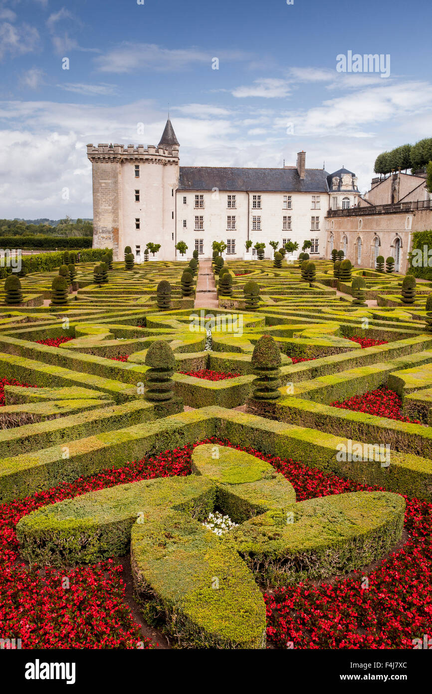 Le beau château et jardins de Villandry, UNESCO World Heritage Site, Indre et Loire, Centre, France, Europe Banque D'Images