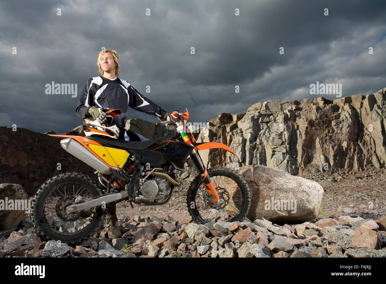 Un pilote de motocross, la Suède. Banque D'Images