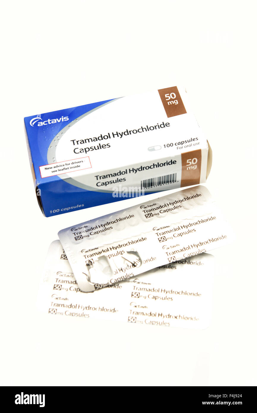 Capsules de chlorhydrate de tramadol médicament pour la douleur grave et modérée Banque D'Images