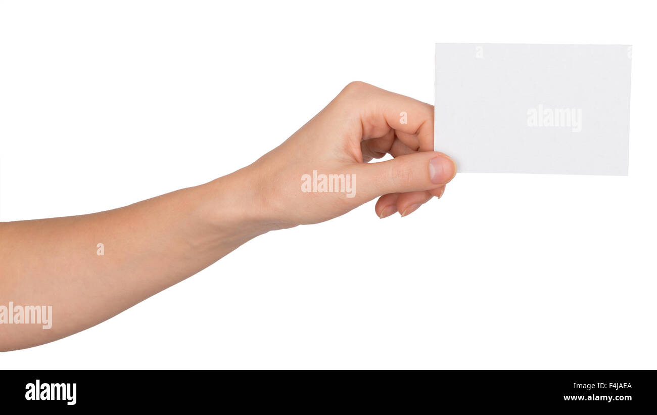 L'homme main gauche avec petit papier blanc Banque D'Images