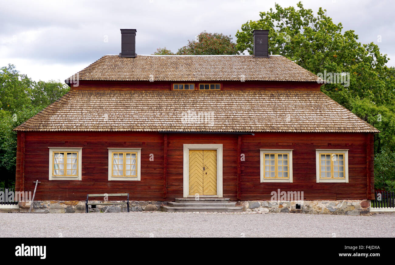 Maison historique dans l'affichage en plein air Skansen à Stockholm, Suède Banque D'Images