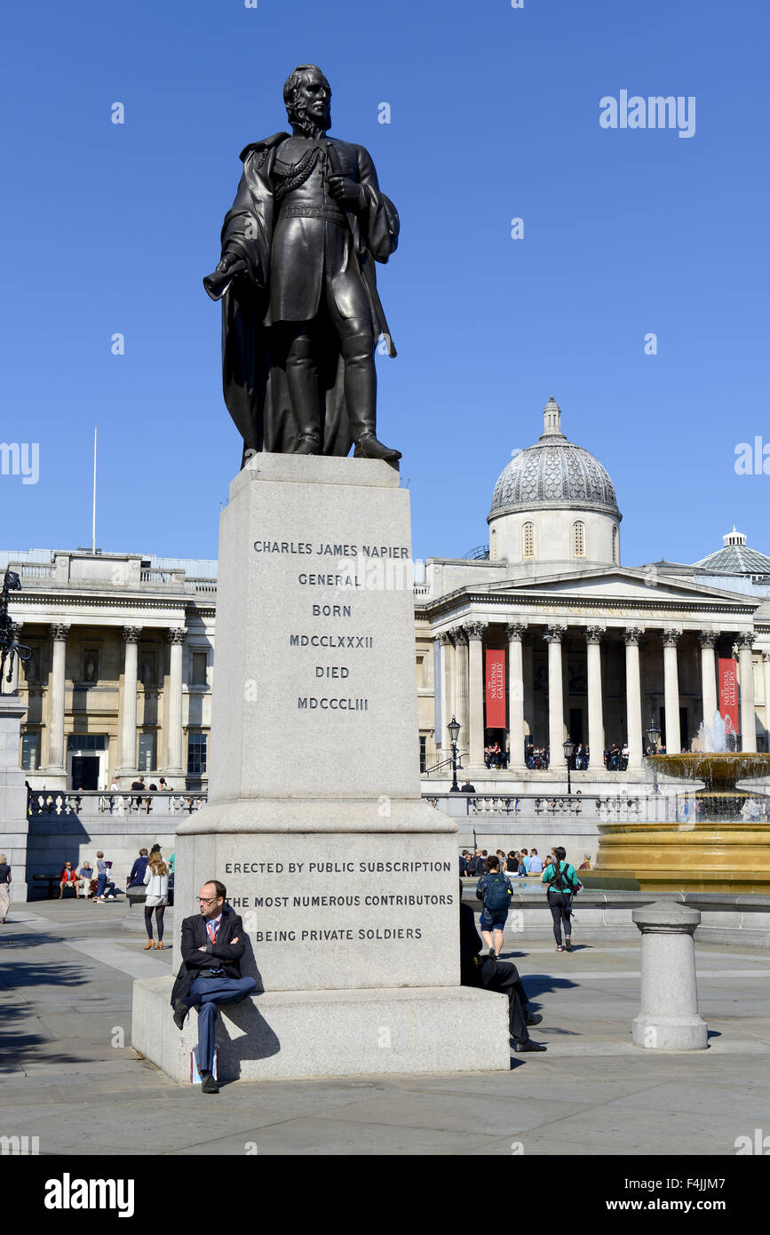 Statue du général Charles James Napier, Trafalgar Square, Londres, Angleterre, Royaume-Uni Banque D'Images