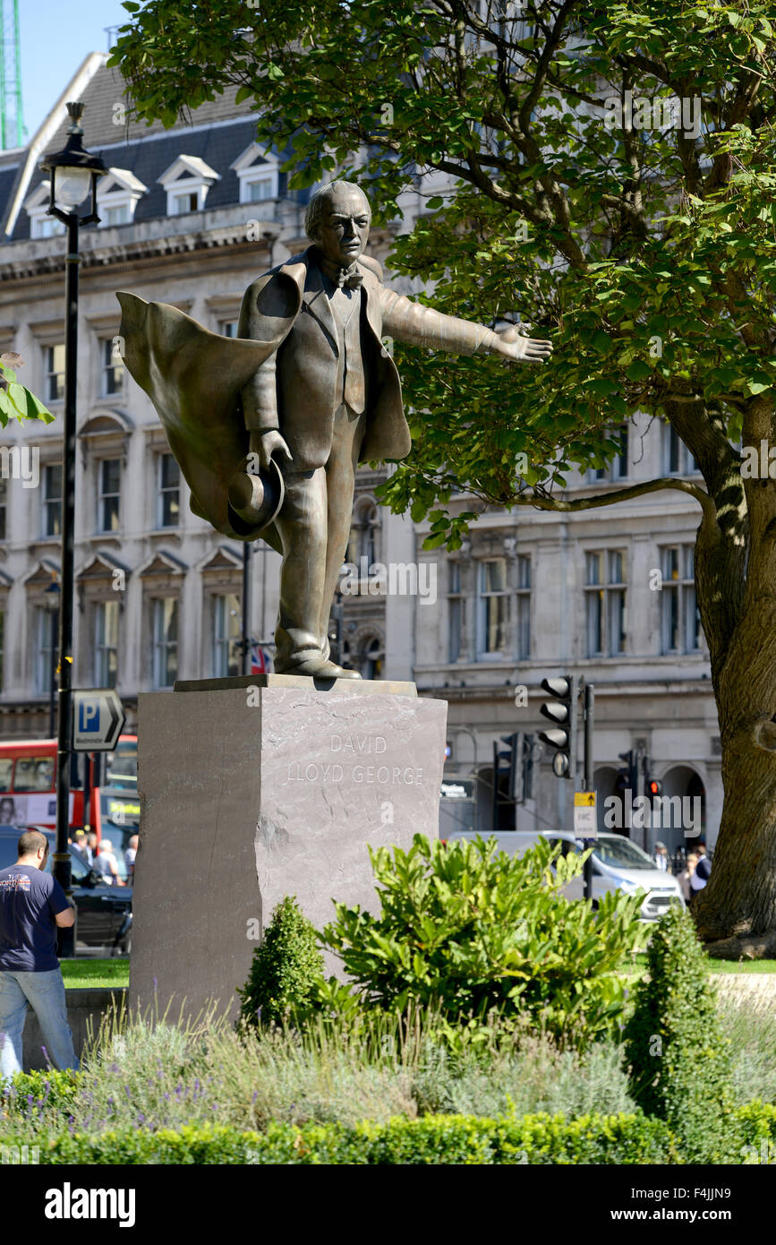 Statue de Lloyd George, le Premier ministre Lloyd George, David Lloyd George, Londres, Angleterre, Royaume-Uni Banque D'Images