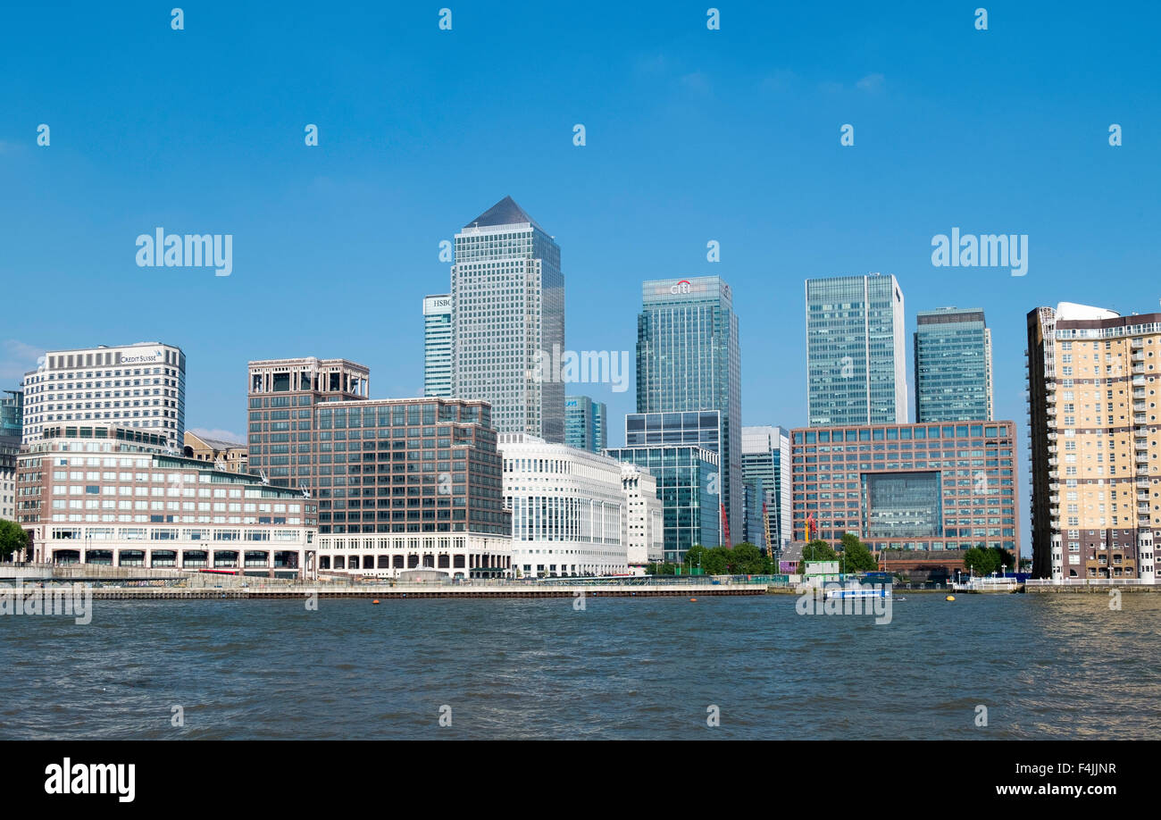 Canary Wharf, Londres, Angleterre, Royaume-Uni de la Tamise. Banque D'Images