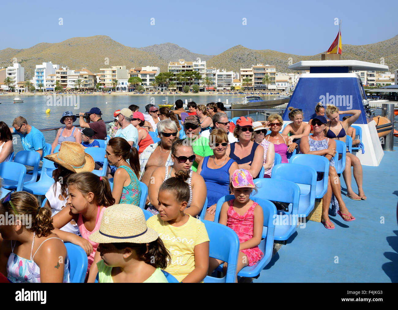 Excursion touristique en bateau de Pollensa, Majorque, Pollensa, Majorque, Iles Baléares, Espagne Banque D'Images