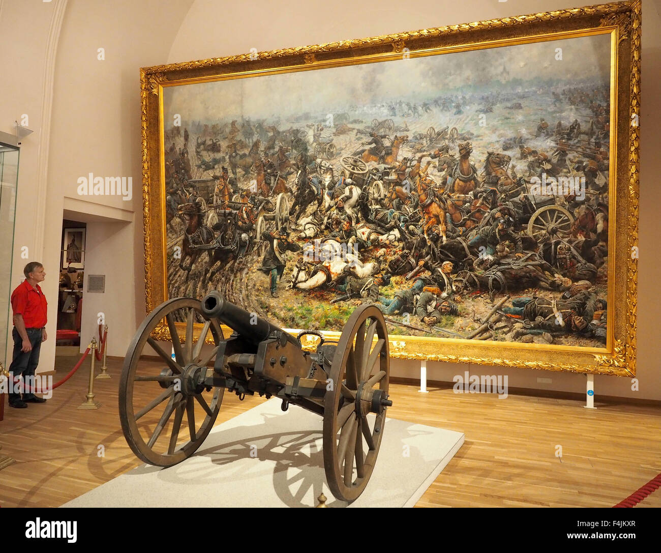 Peinture à l'huile énorme période napoléonienne et Cannon dans le musée d'histoire militaire de Vienne, Autriche Banque D'Images
