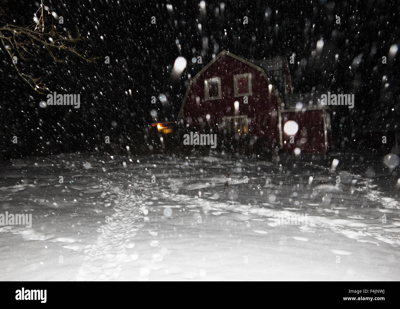 La Suède, Stockholm, les chutes de neige dans la nuit Banque D'Images