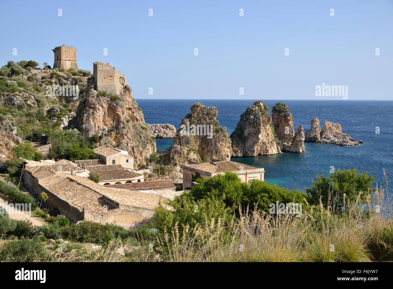Tonnara di Scopello, Scopello, Castellammare del Golfo, province de Trapani, Sicile, Italie Banque D'Images