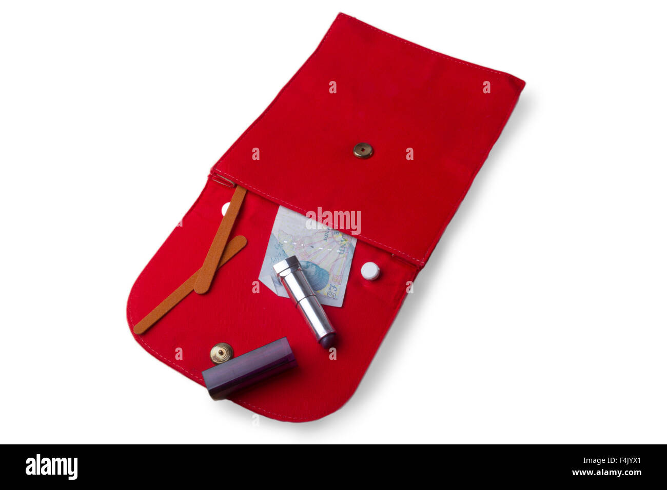 Sac à main rouge sur fond blanc Banque D'Images