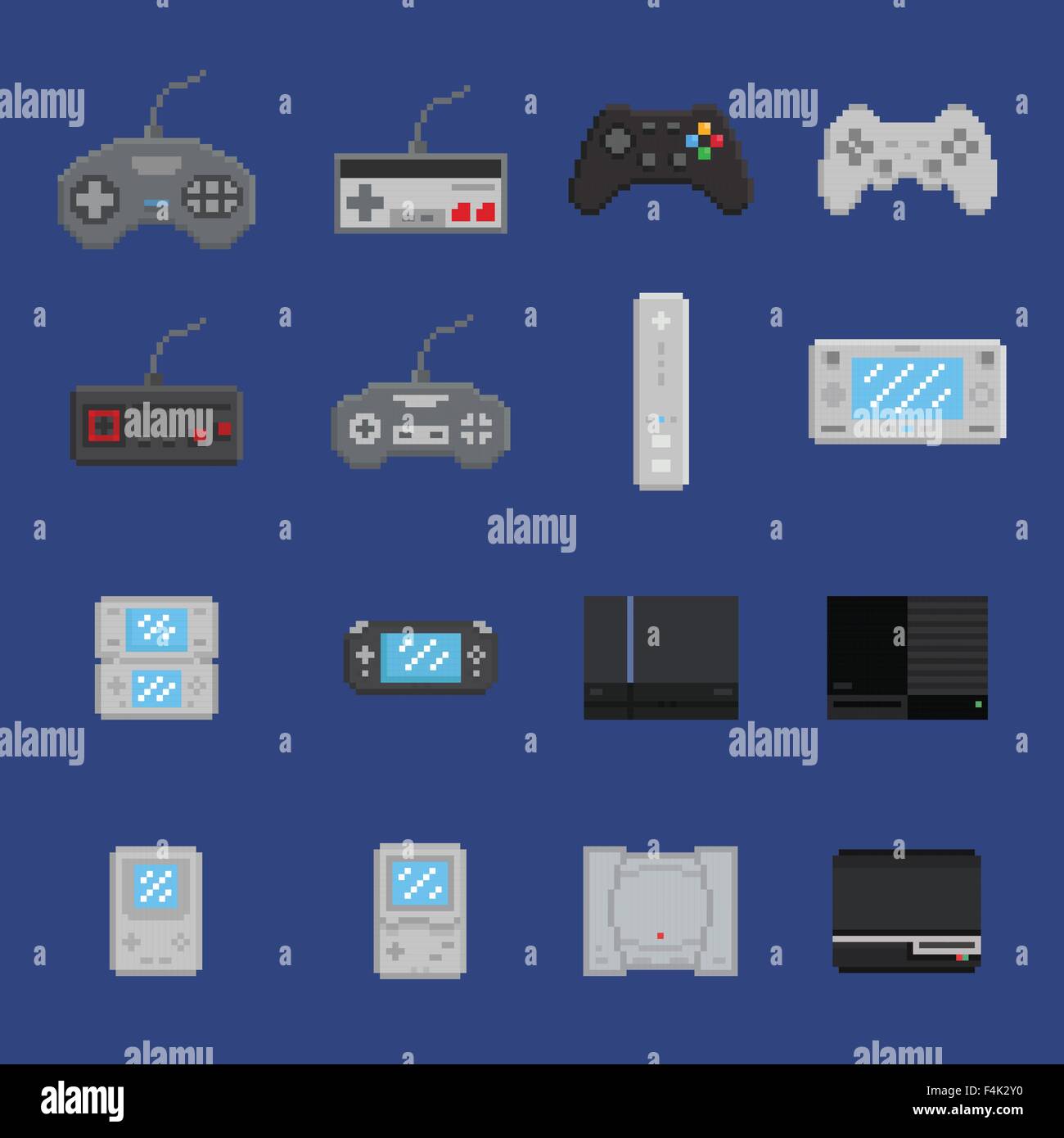 Pixel art game design icon set - console, manette, la console portable  Image Vectorielle Stock - Alamy