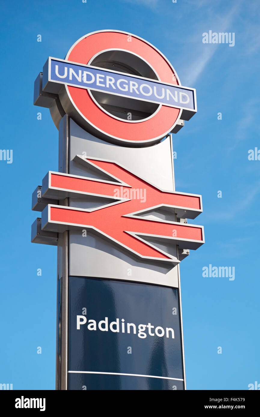 La gare de Paddington, Londres Angleterre signe Royaume-uni UK Banque D'Images