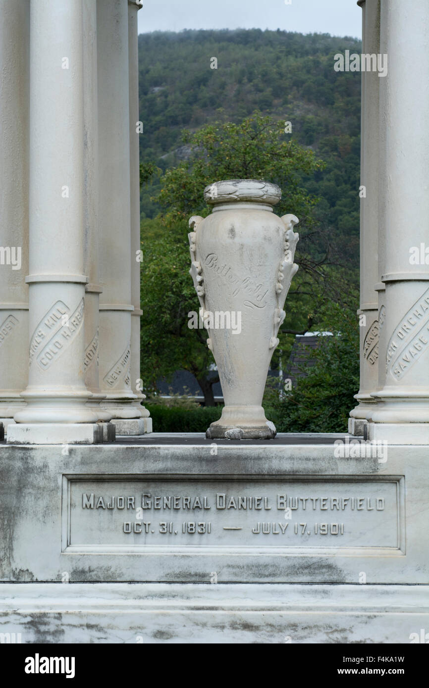 New York, West Point. Cimetière de West Point. Memorial au général Daniel Butterfield, compositeur de robinets. Banque D'Images