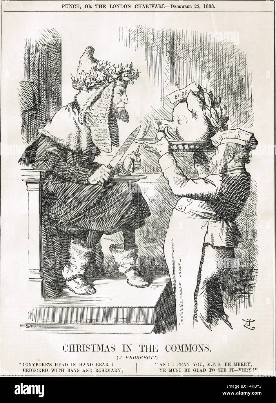 Noël dans les communes les haut-parleurs vengeance. John Tenniel punch cartoon 1888 Banque D'Images