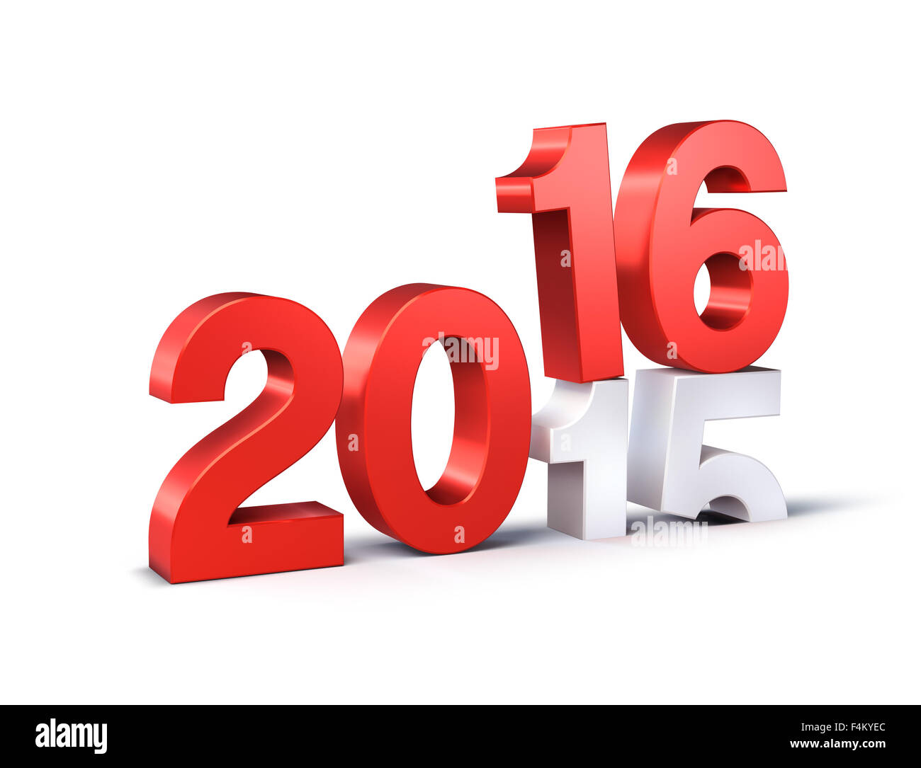 Nouvelle Année 3D 2016 rouge sur 2015 isolated on white Banque D'Images