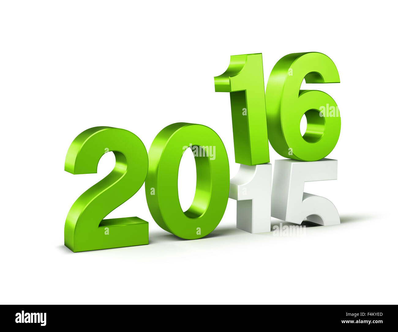 New Year green 3D 2016 plus de 2015 isolated on white Banque D'Images