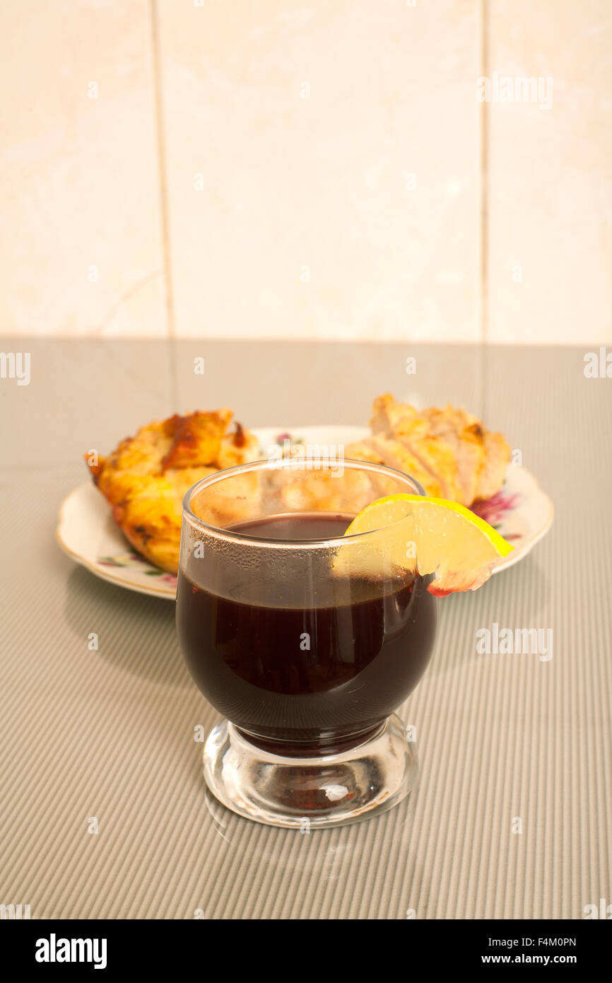 Verre de vin et de repas Banque D'Images