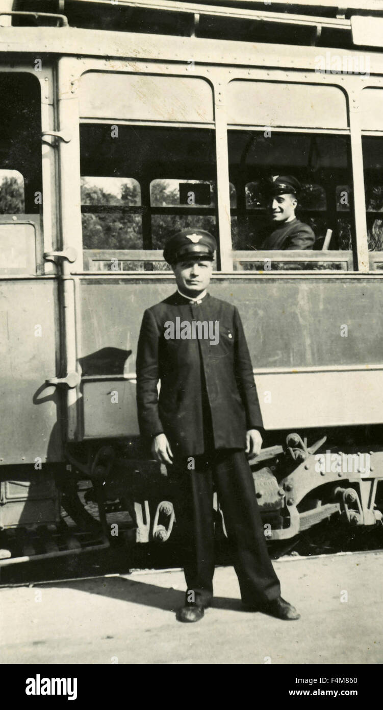 Les tramways et tram conducteur, Italie Banque D'Images