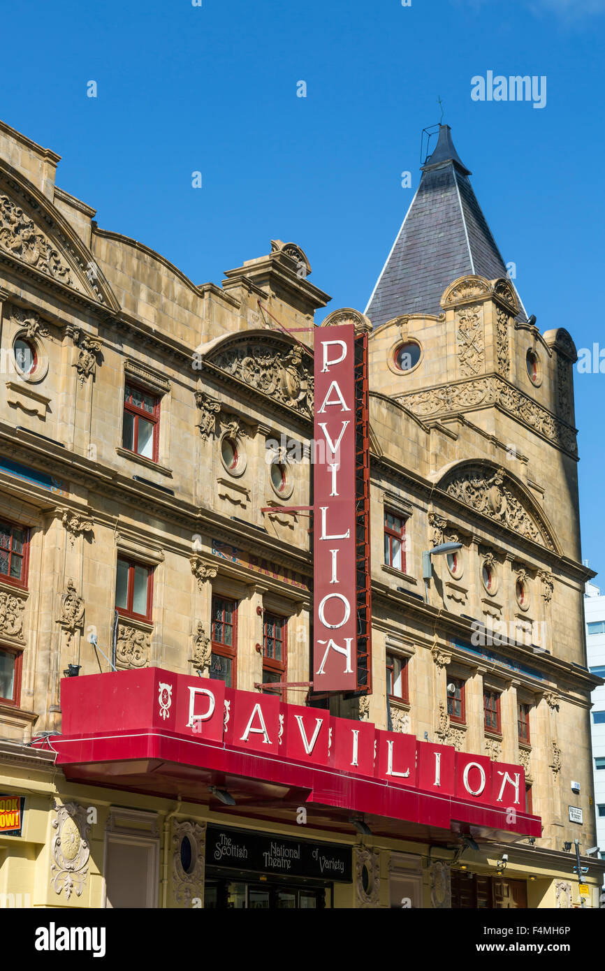 Panneau Pavilion Theatre, Renfield Street, centre-ville de Glasgow, Écosse, Royaume-Uni Banque D'Images