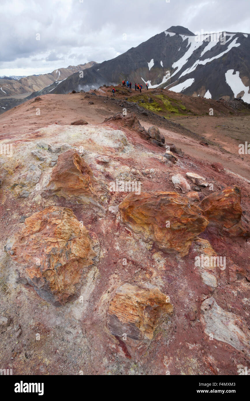 Les dépôts de minéraux volcaniques à Landmannalaugar, Sudhurland, Islande. Banque D'Images