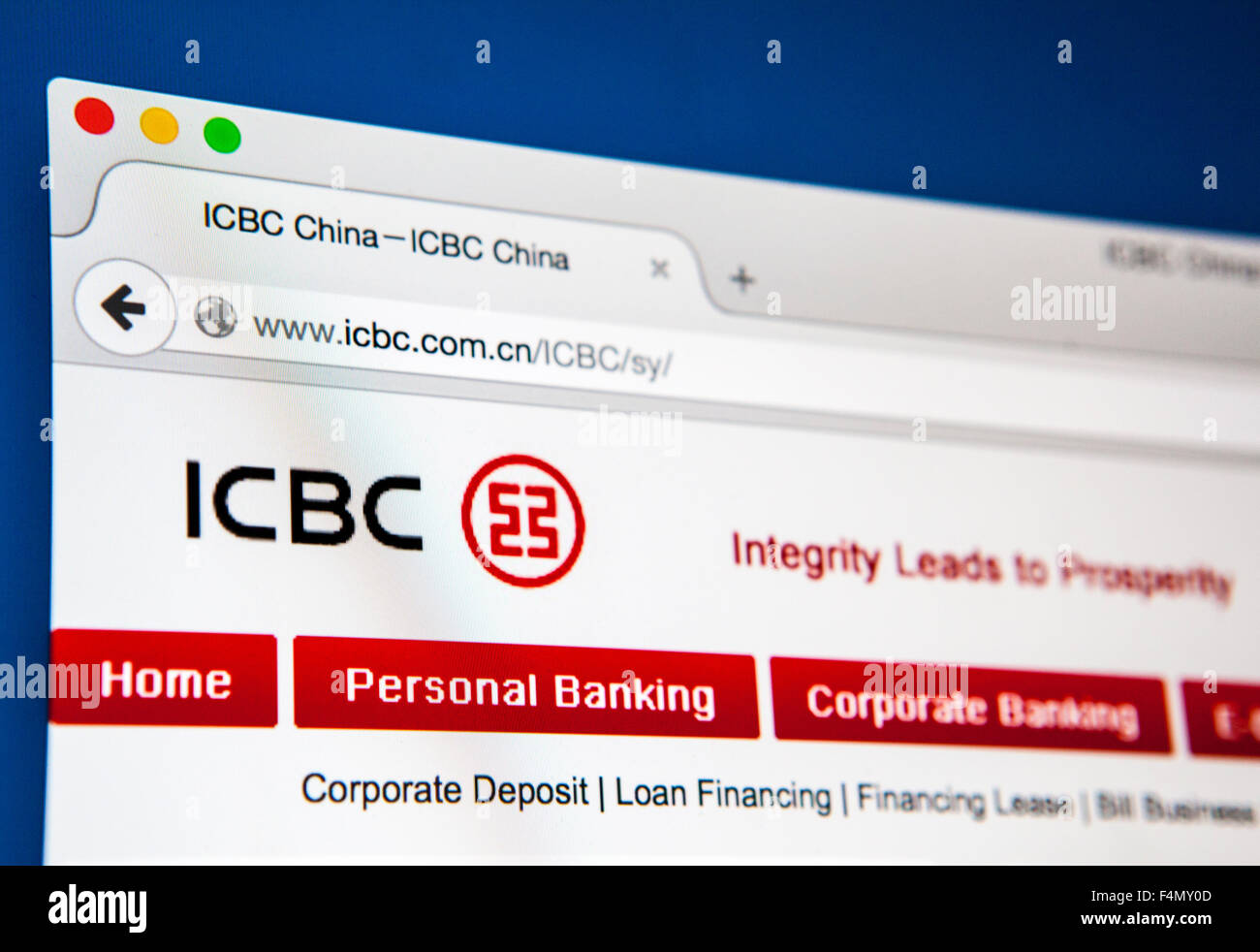 Londres, Royaume-Uni - 21 juin 2015 : Le site internet de la Banque industrielle et commerciale de Chine, le 21 juin 2015. Banque D'Images