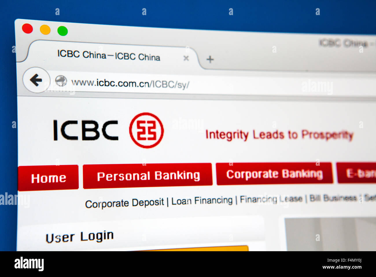 Londres, Royaume-Uni - 21 juin 2015 : Le site internet de la Banque industrielle et commerciale de Chine, le 21 juin 2015. Banque D'Images