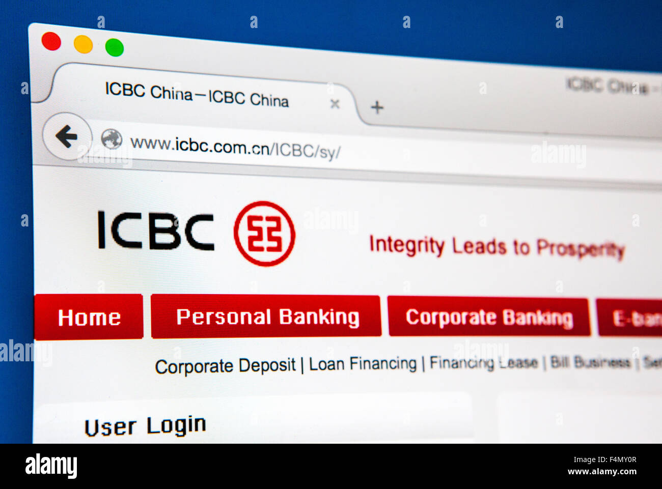 Londres, Royaume-Uni - 21 juin 2015 : Le site internet de la Banque industrielle et commerciale de Chine, le 21 juin 2015. Banque D'Images