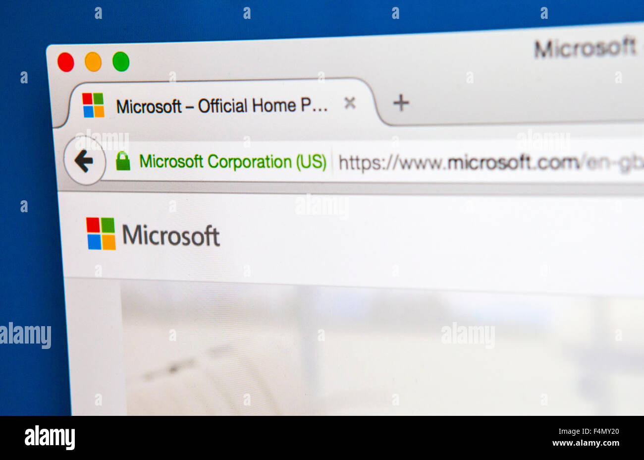 Londres, Royaume-Uni - 21 juin 2015 : à la recherche sur le site web officiel de Microsoft, le 21 juin 2015. Banque D'Images
