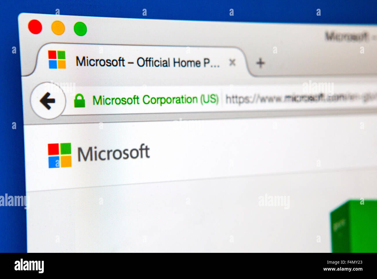 Londres, Royaume-Uni - 21 juin 2015 : à la recherche sur le site web officiel de Microsoft, le 21 juin 2015. Banque D'Images