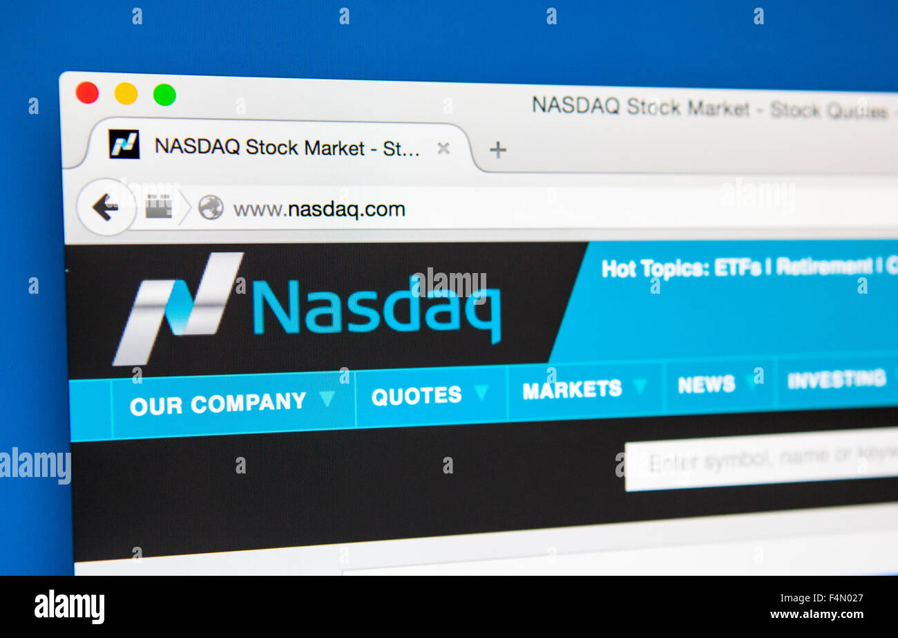 Londres, Royaume-Uni - 19 juin 2015 : Le site officiel de la NASDAQ Stock Market, le 19 juin 2015. Banque D'Images