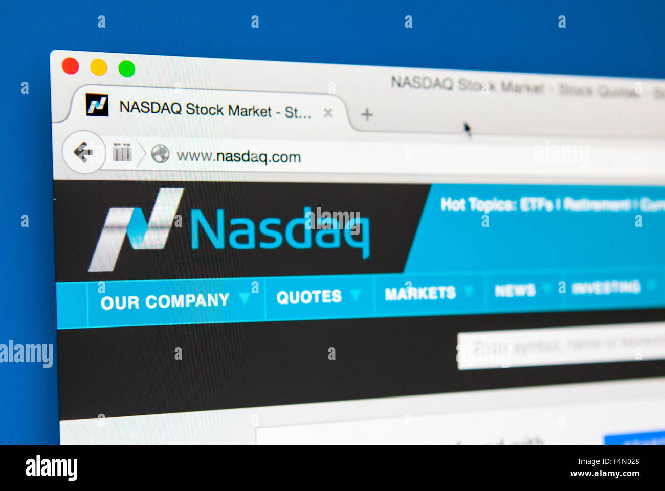 Londres, Royaume-Uni - 19 juin 2015 : Le site officiel de la NASDAQ Stock Market, le 19 juin 2015. Banque D'Images