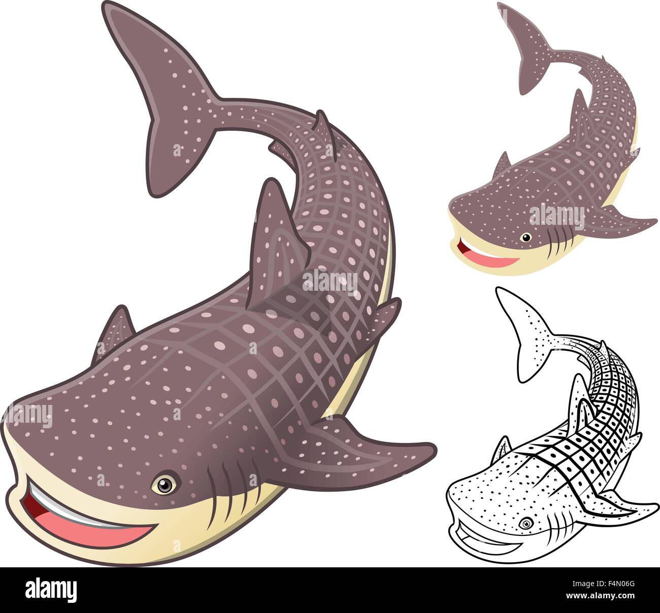 La qualité élevée du requin-baleine, personnage de : télévision Design et Art Version en ligne Illustration de Vecteur
