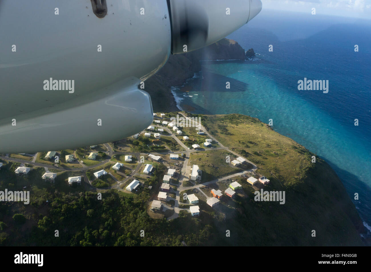 Antigua, l'île des Caraïbes. Avis de vol à Montserrat. Banque D'Images