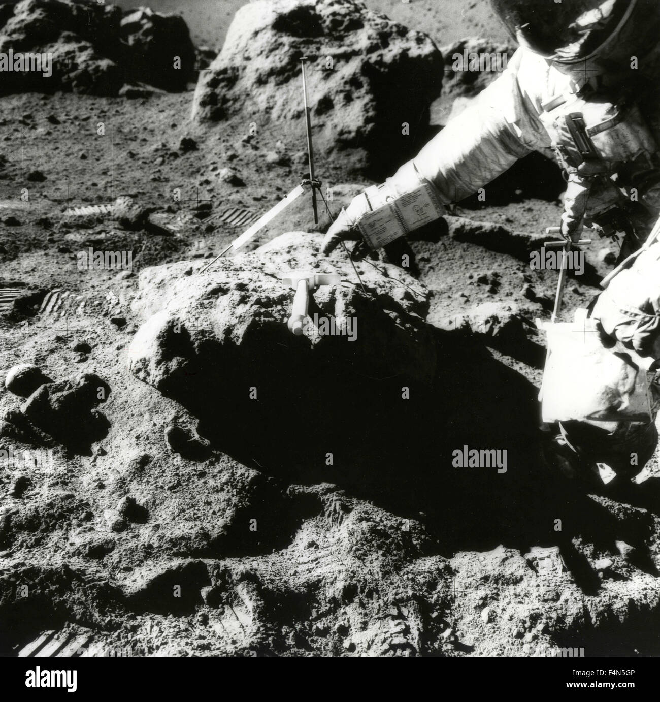 Le trou de l'astronaute David Scott sur la lune, Apollo 15, la Lune Banque D'Images