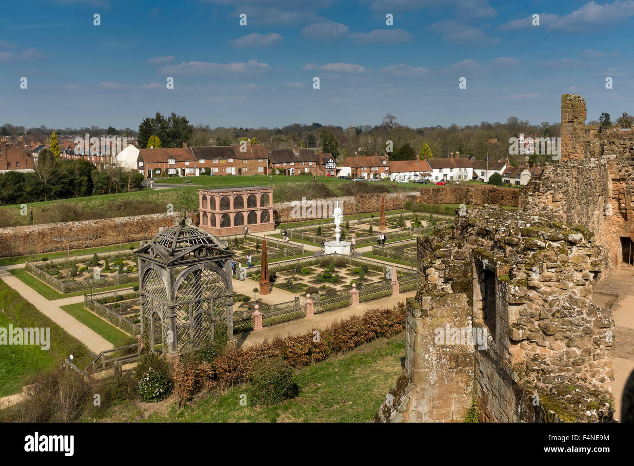Le jardin privé de la Reine, le château de Kenilworth, Warwickshire, UK Banque D'Images