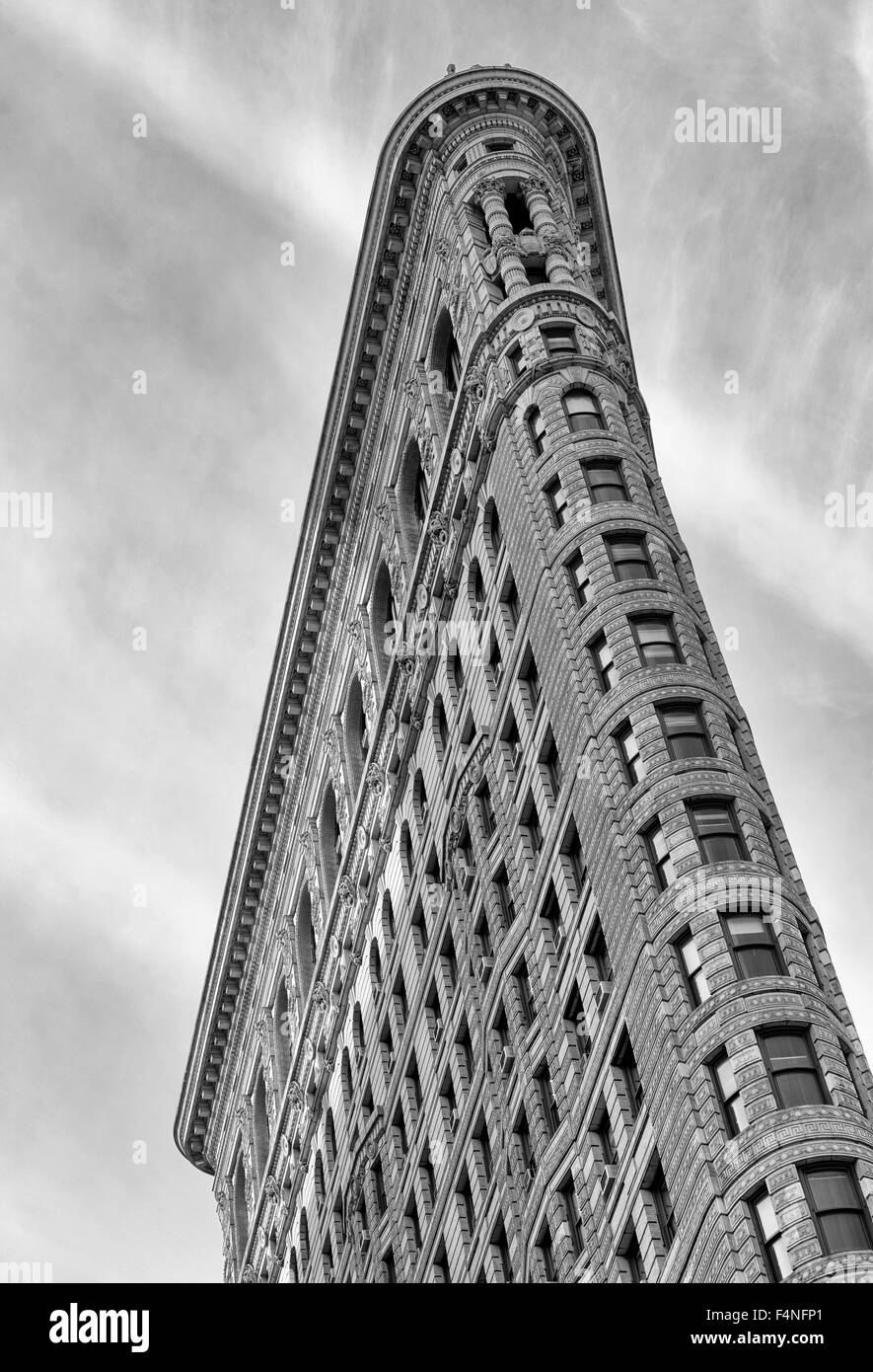 Image en noir et blanc de l'emblématique Flatiron Building, New York USA Banque D'Images