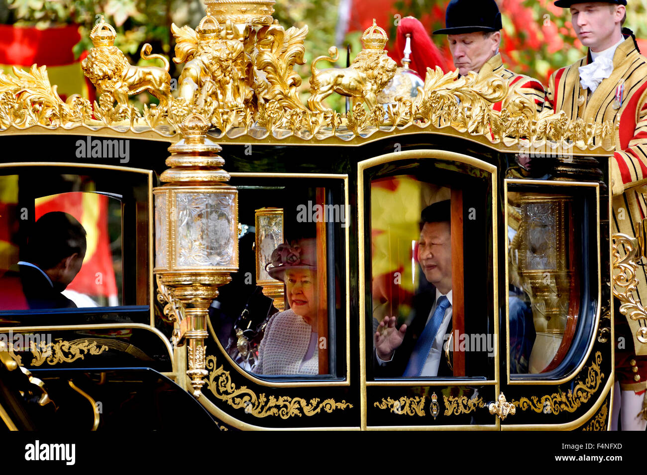Londres Oct 20th 2015. Le président chinois Xi Jinping commence sa visite à Londres avec une cérémonie de bienvenue à l'Horsegurads Parade Banque D'Images