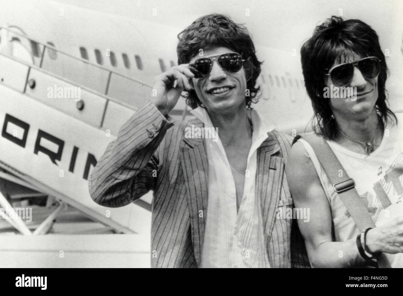 Mick Jagger et les Rolling Stones, Ron Wood, musiciens, UK Banque D'Images