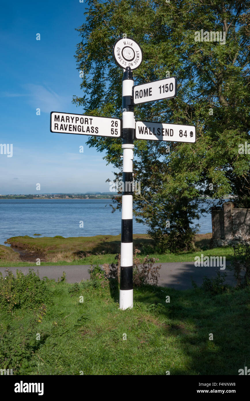 Signpost, Barwise Brow, Bowness sur Solway Banque D'Images