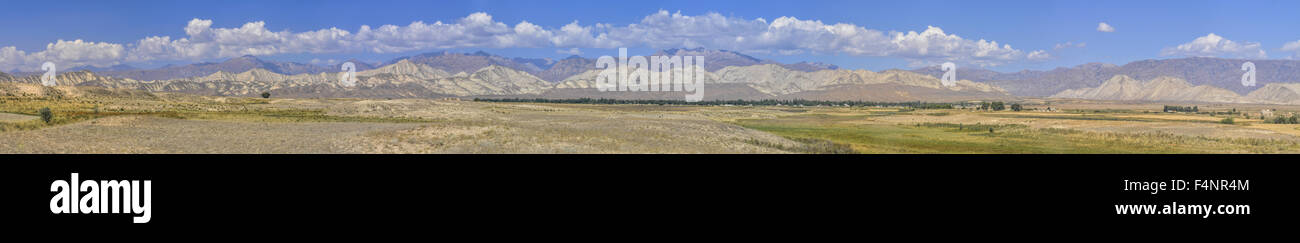 Panorama pittoresque de prairies vertes au Kirghizstan Banque D'Images