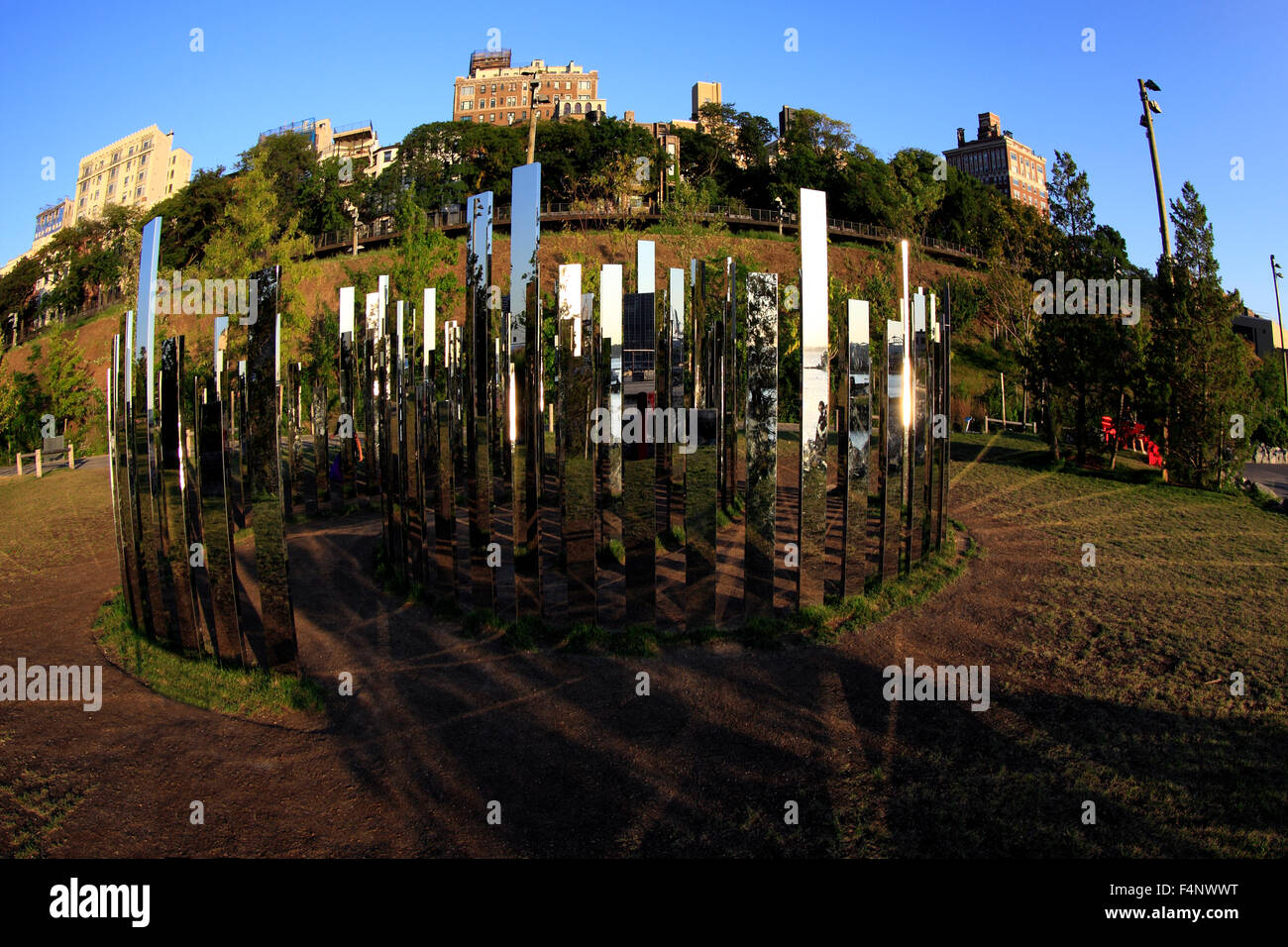 Affichage d'art en plein air Pont de Brooklyn Park New York City Banque D'Images