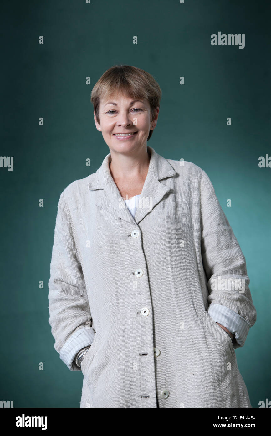 Caroline Lucas, le politicien britannique, député Vert et auteur, à l'Edinburgh International Book Festival 2015. Banque D'Images