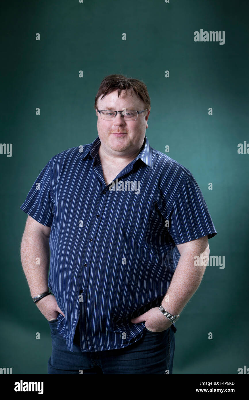 Derek Landy, l'auteur irlandais et le scénariste, à l'Edinburgh International Book Festival 2015. Édimbourg. 30 août 2015 Banque D'Images