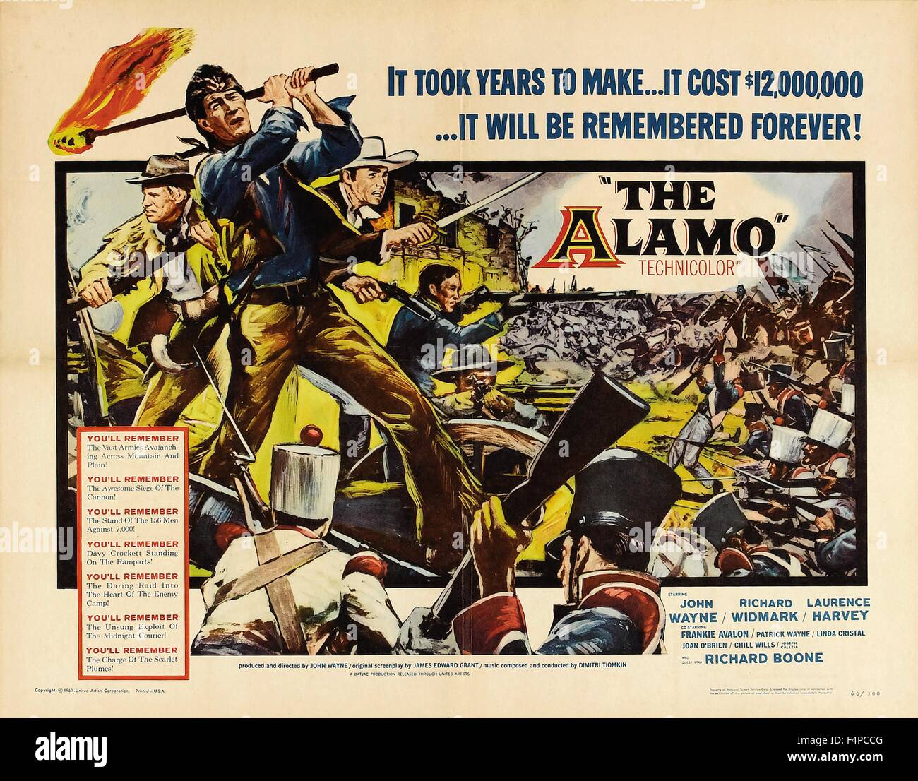 Bannière de l'Alamo 1960 réalisé par John Wayne Banque D'Images