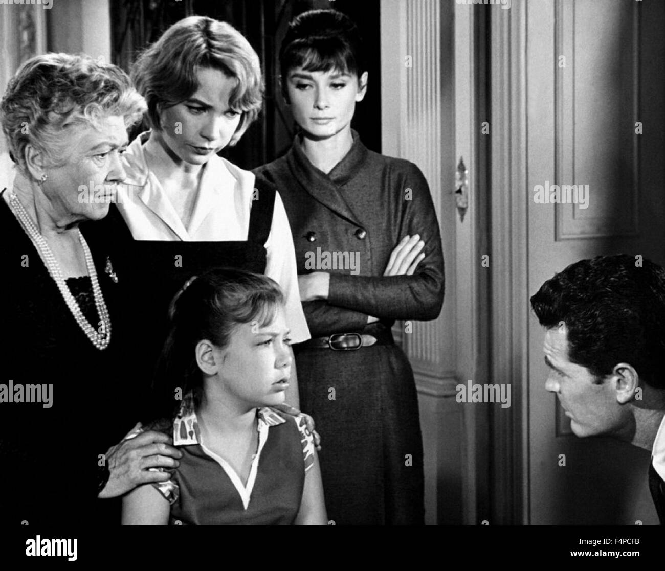 Audrey Hepburn, James Garner, Shirley MacLaine, Fay Bainter, Karen Balkin / The Children's Hour 1961 réalisé par William Wyler Banque D'Images