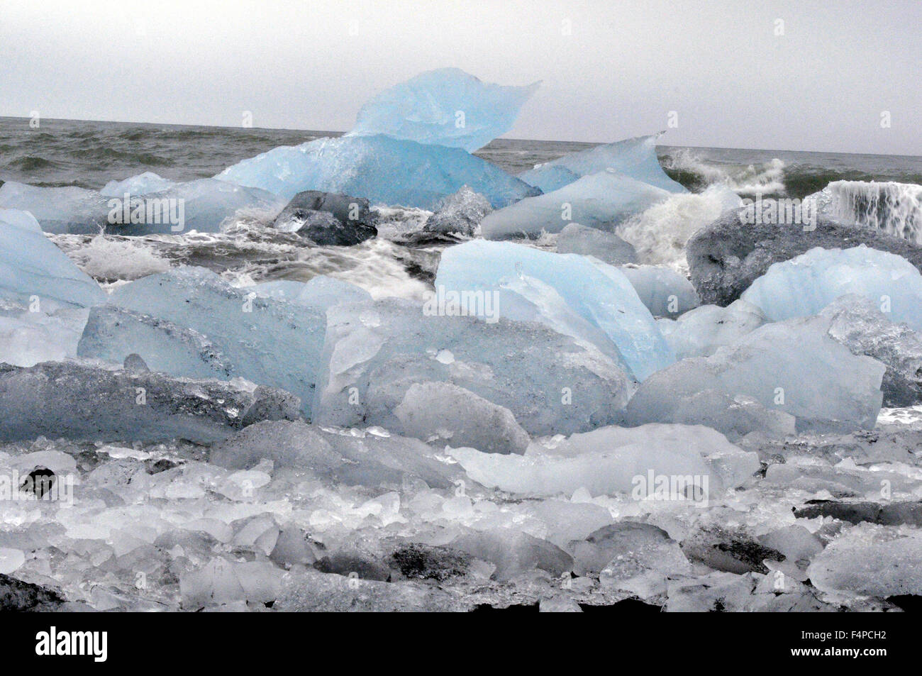 L'Islande, de glace, de glace échouée sur la plage Banque D'Images