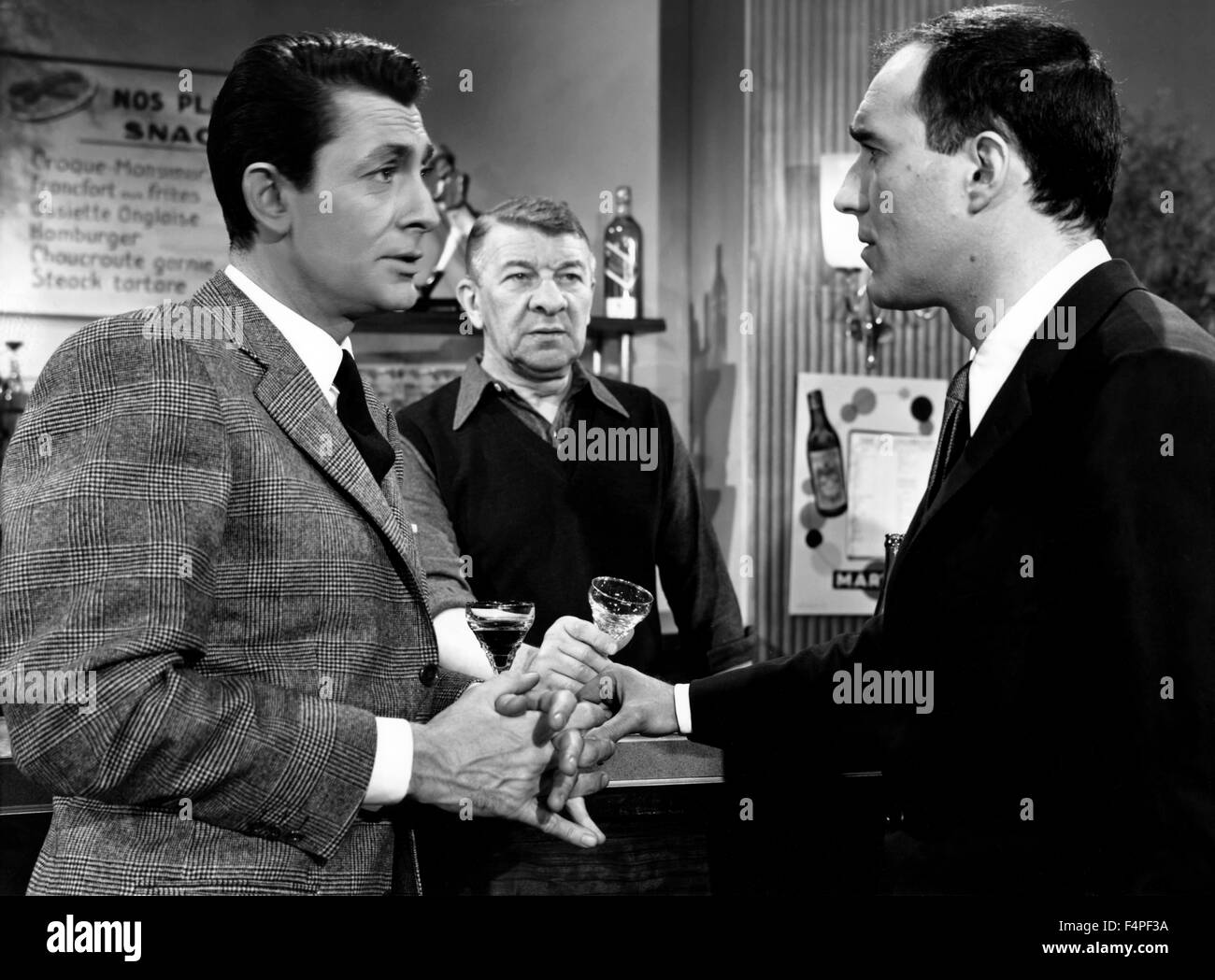 Jean-Claude Pascal, Robert Dalban et Michel Piccoli / Rendezvous / 1961 réalisé par Jean Delannoy Banque D'Images