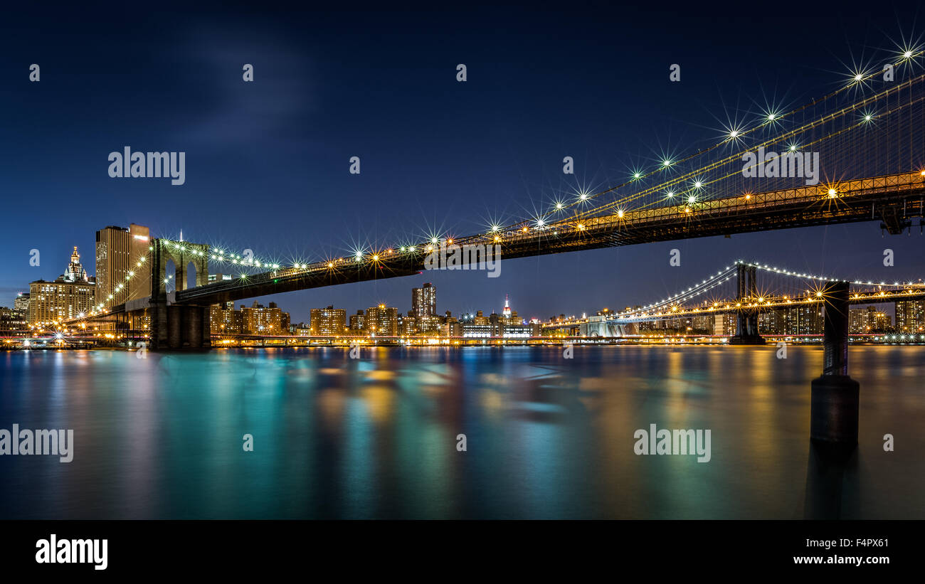 Brooklyn et Manhattan ponts reliant Manhattan à Brooklyn Banque D'Images
